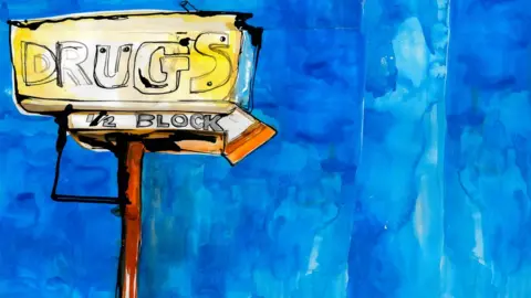 Katie Horwich Illustration drug store sign