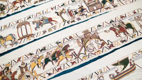 PA/Joe Giddens The unfinished recreation of the Bayeux Tapestry