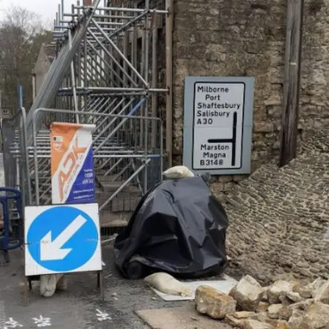 Dorset Council Work on the wall at the site