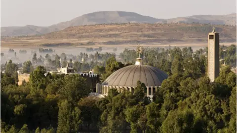 Getty Images An aerial view of Our Lady Mary of Zion Church and Aksum in Ethiopia