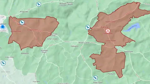 South East Water Map of affected area from South East Water website