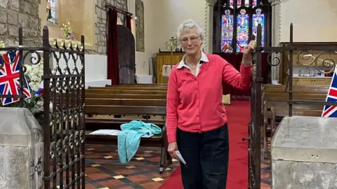 BBC Sue Woods in the church