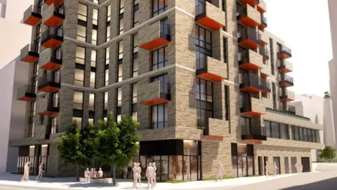 Abri A mock-up of the proposed tower block