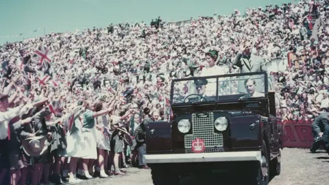 Getty Images Thousands turned out to greet the Queen and Prince Phillip in Australia