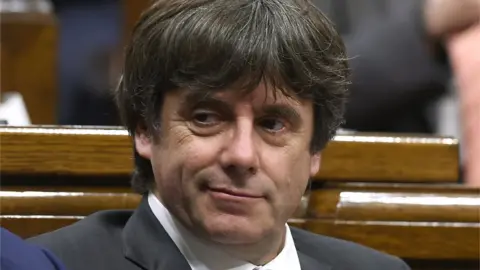 AFP Carles Puigdemont during a session of the Catalan parliament (file photo)