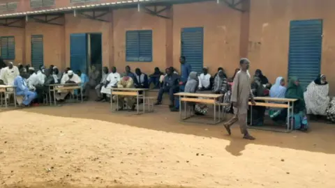 Tchima Illa Issoufou/BBC Parents at the school in Niger - Wednesday 14 April 2021