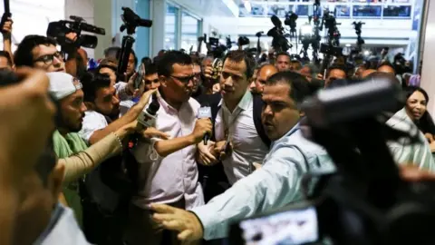 Reuters Juan Guaido arrives at the Simon Bolivar international airport in Maiquetia, Venezuela February 11, 2020.