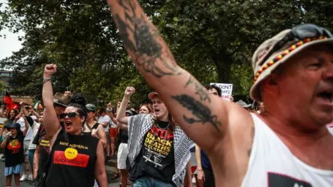 Getty Images An "Invasion Day" rally in Sydney