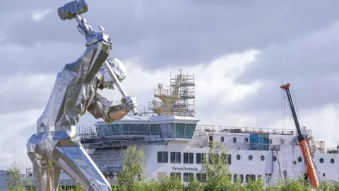 PA Media Shipbuilder sculpture