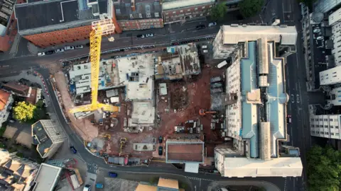 Unite Students Drone footage also released today shows the current progress of building work on the site in the heart of Bristol city centre
