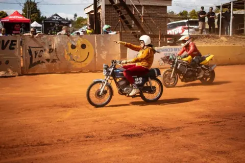 Kim Ludbrook / EPA-EFE Flat track motorcycle racers in action