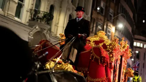 PA Media The Lord Mayors coach is taken through the City of London during an early morning rehearsal for the Lord Mayor's Show