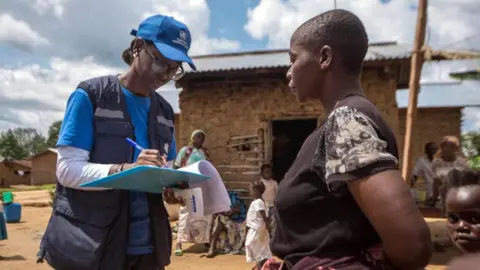 WHO Marie Roseline Belizaire is pictured at work in the Democratic Republic of Congo