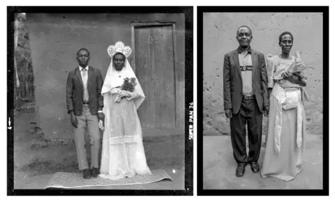 Ssalongo/Mwine Composite image of then and now pictures