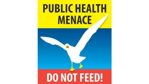 West Dorset District Council Seagull warning sign