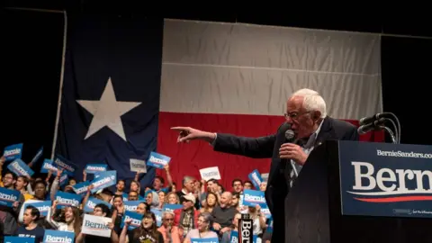 AFP Democratic presidential hopeful Vermont Senator Bernie Sanders gestures as he speaks during a rally at the Abraham Chavez Theatre on February 22, 2020 in El Paso, Texas