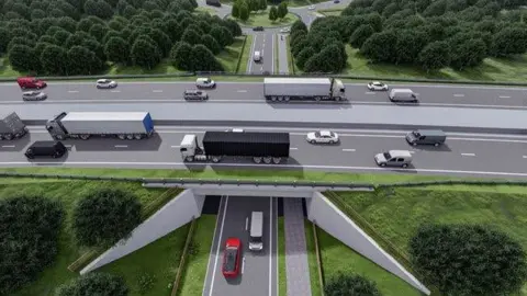 Artist's impression of a traffic interchange