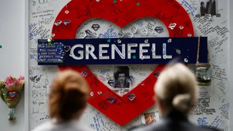 REUTERS/Hannah McKay Tributes at the base of Grenfell tower