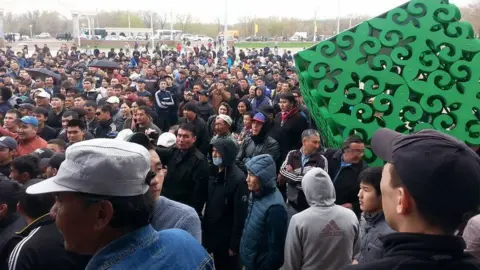 Protest in Aktobe, Kazakhstan, on Wednesday 27 April 2016