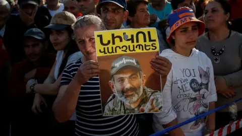 Reuters Armenian opposition supporters attend a rally after protest movement leader Nikol Pashinyan announced a nationwide campaign of civil disobedience, at Republic Square in Yerevan, Armenia May 2, 2018.