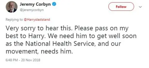 Jeremy Corbyn/Twitter Jeremy Corbyn's tweet