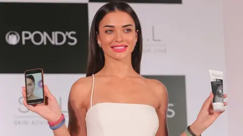 Getty Images Bollywood actor and Pond's brand Ambassador Amy Jackson during the launch of Skin Advisor Live mobile application on December 14, 2017