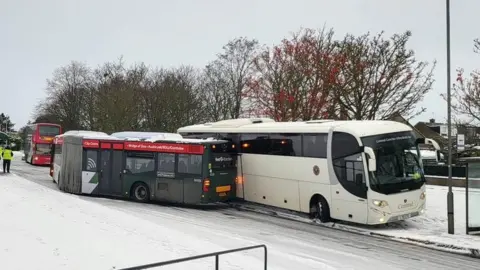 Buses in snow