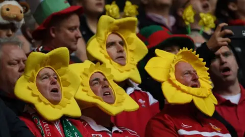 Getty Images People singing in Principality Stadium