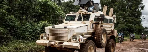 AFP/Getty A military truck of the United Nations Organisation and Stabilisation Mission in the Democratic Republic of the Congo (MONUSCO) patrols on the road linking Beni to Mangina