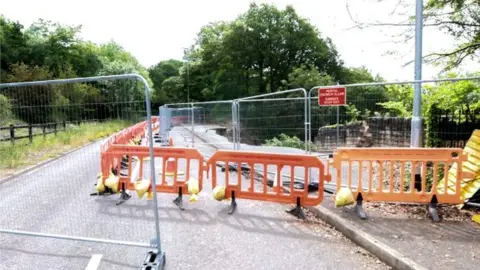 Wrexham Council Closed B5605 south of Wrexham