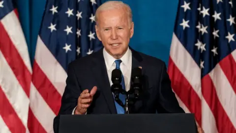 Getty Images President Joe Biden delivers remarks at Union Station in Washington DC