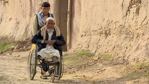 Ghayasuddin from the village of Taluka, lost both his legs when he stepped on a landmine laid by the Taliban