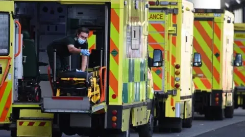 EPA Row of ambulances outside the Royal London Hospital, January 2021