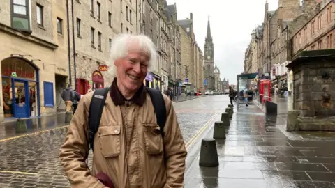 Lady Nairne's biographer and great great great great nephew, Freeland Barbour, on Edinburgh's Royal Mile.