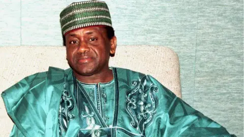 Getty Images File photo dated 26 March 1997 shows Nigerian President General Sani Abacha during a summit in Lome. Abacha has died of cardiac arrest, according to friends and family.