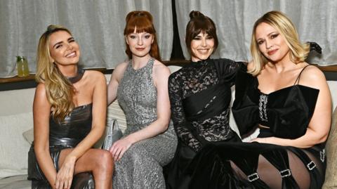 Nadine Coyle, Nicola Roberts, Cheryl and Kimberley Walsh at a magazine party in London