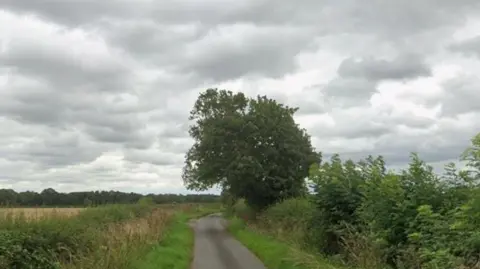 Country lane with tree on right hand side
