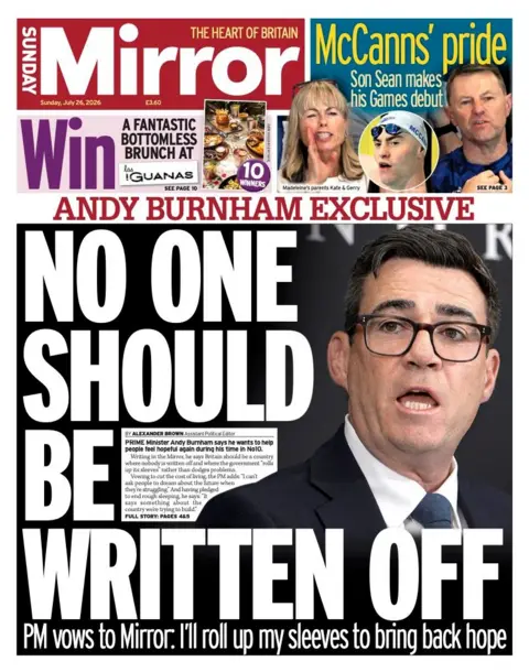The headline on the front page of the Sunday Mirror reads: "No one should be written off."