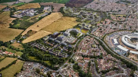 An artist5s impression of part of the Golden Valley site