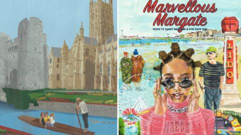 Catman's poster for Canterbury and Lisa's design for Margate (right)