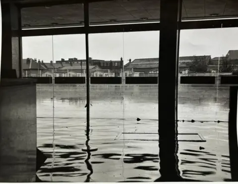 The Dons Den View of underwater Wimbledon stadium in 1968