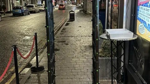 Gloucester BID A walk through knife detector placed outside of a nightclub