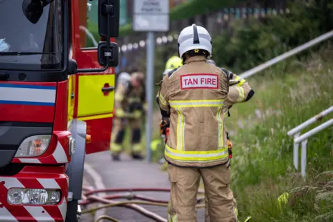 Getty Images The back of a fire officers jacket