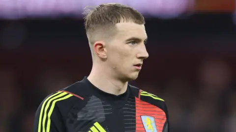 Joe Gauci playing in goal for Aston Villa