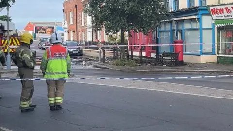 Andrew Turner/BBC Firefighters in Great Yarmouth