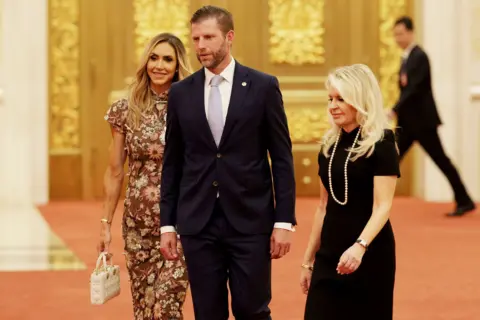 Getty Images Lara and Eric Trump attend a state banquet hosted by Chinese President Xi Jinping at the Great Hall of the People on May 14, 2026 in Beijing, China. 
