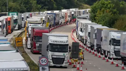 Cars leaving the contraflow of Op Brock on M20