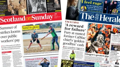 The front pages of the Scotsman and Herald Sunday newspapers