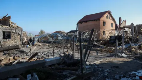 Reuters A residential country  heavy  damaged by a Russian rocket  strike