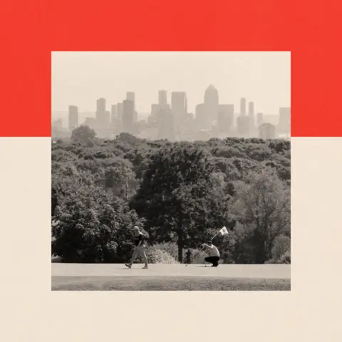 BBC A black and white image of a view of a course looking towards the City of London
